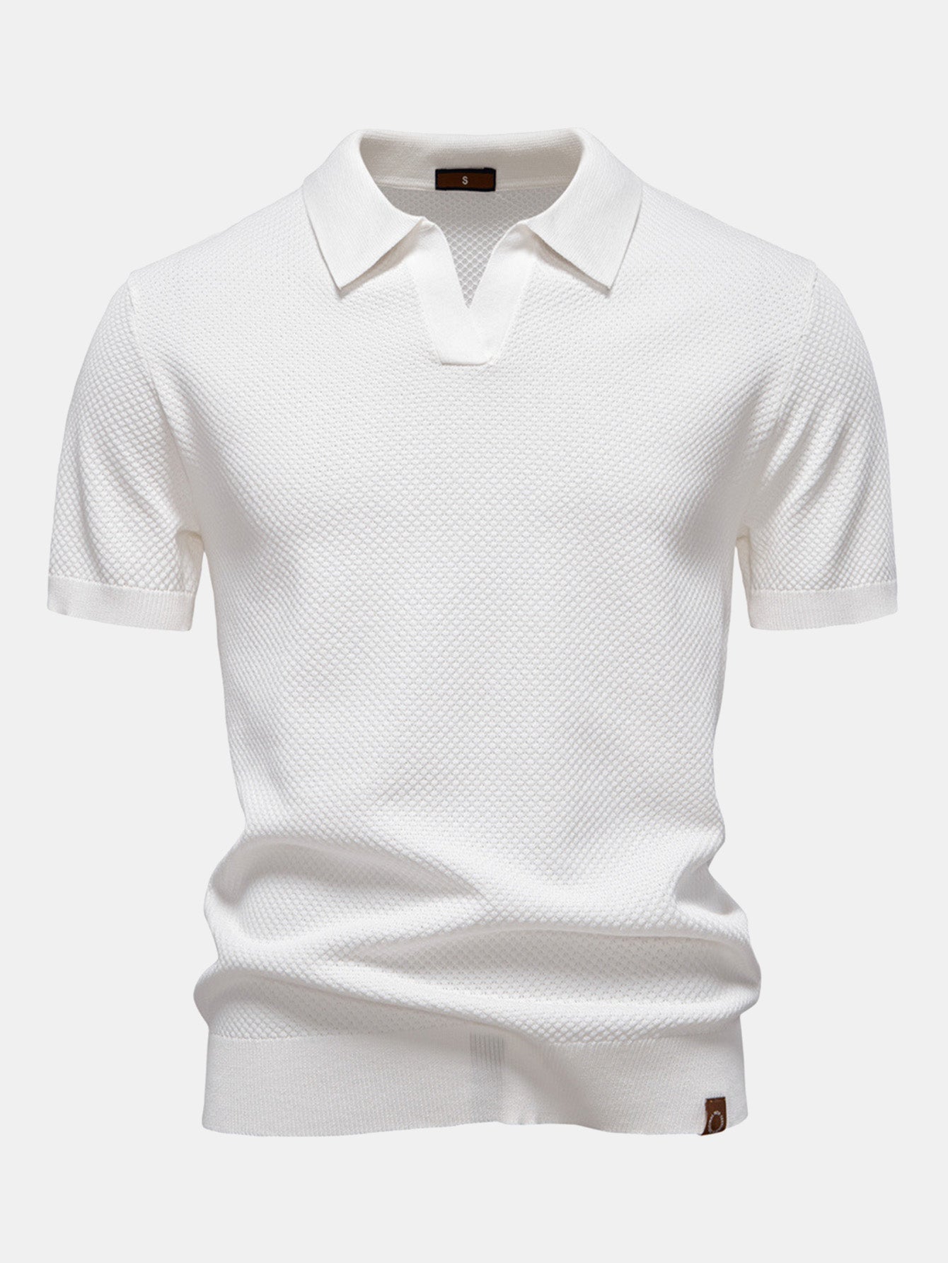Elton® | Polo col V en tricot texturé ananas