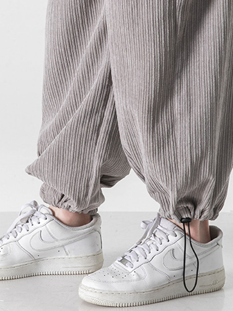 Bareed® | Pantalon cargo en velours côtelé coupe décontractée avec ourlet à cordon de serrage