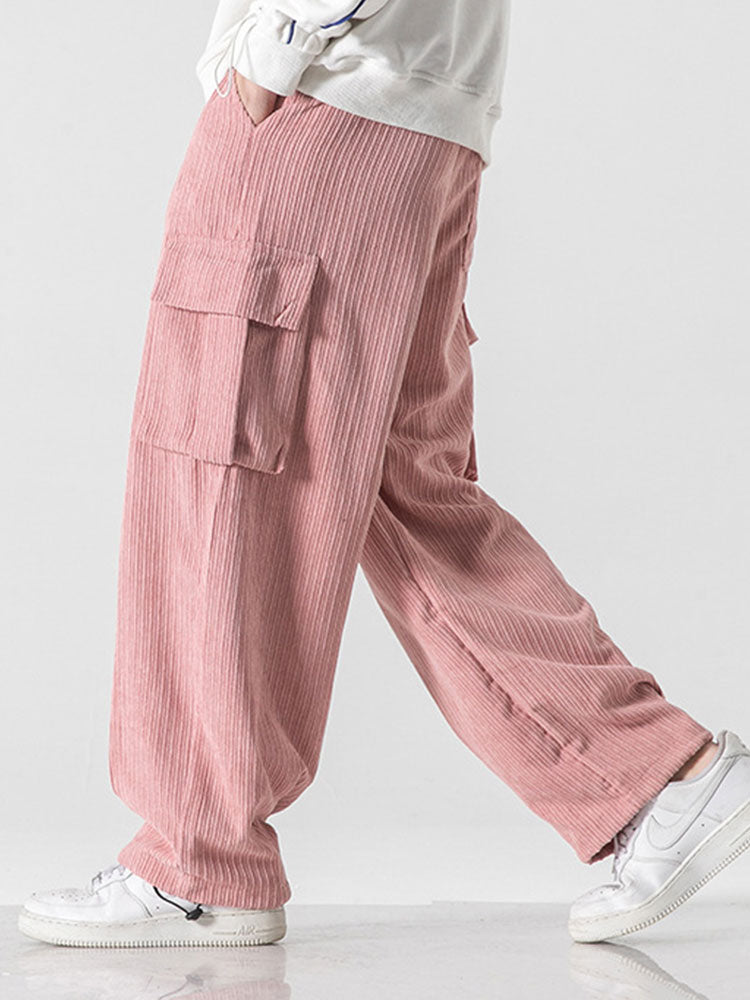 Bareed® | Pantalon cargo en velours côtelé coupe décontractée avec ourlet à cordon de serrage