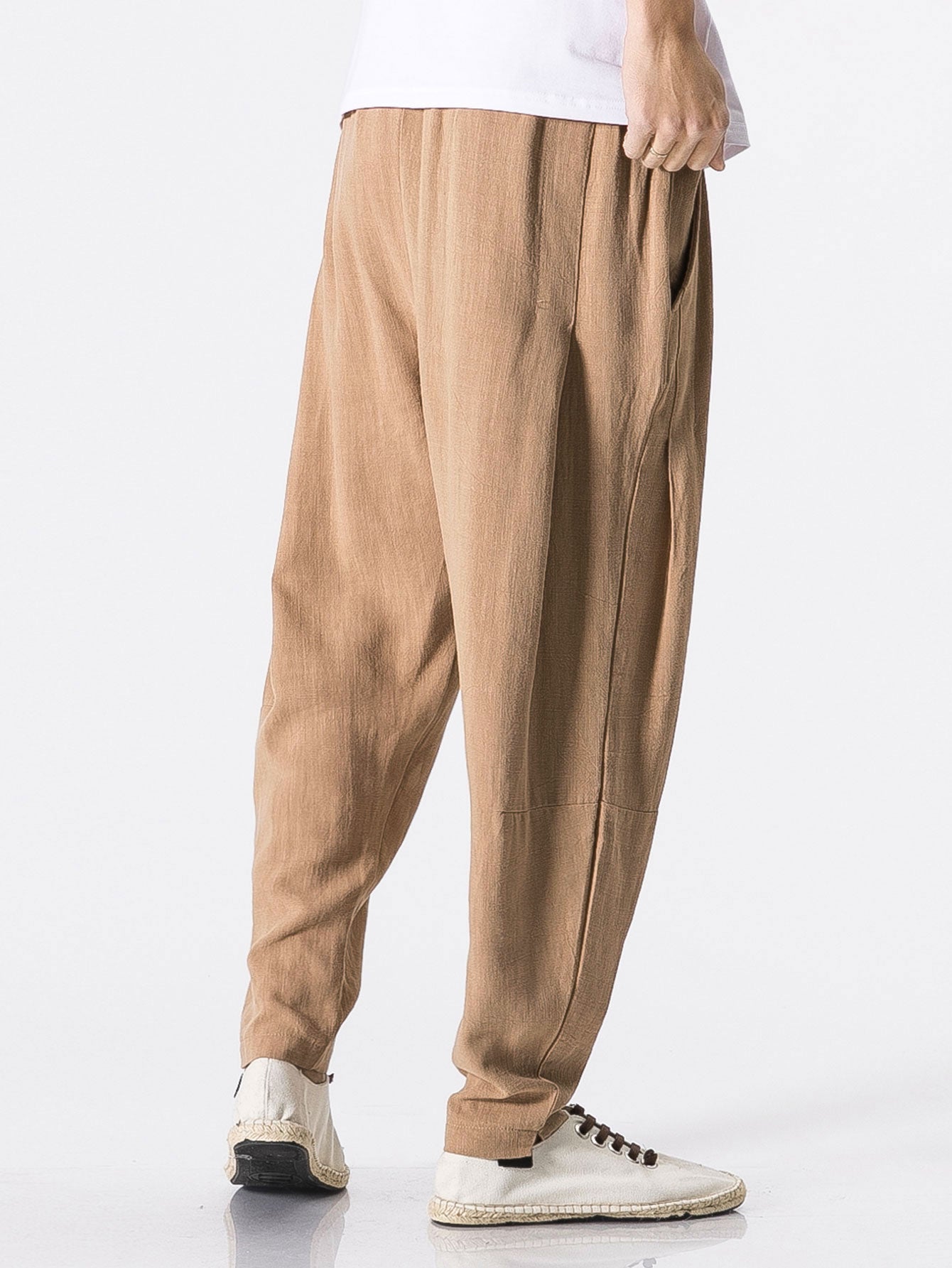 Barde® | Pantalon sarouel en lin et coton mélangés coupe décontractée avec ceinture amovible