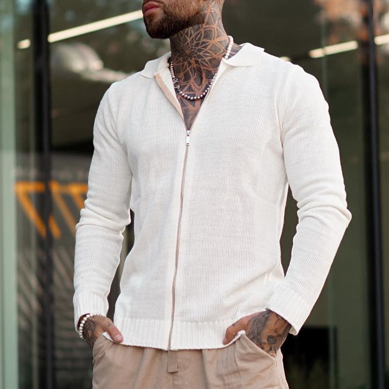 Josias® | Pull tricoté décontracté à manches longues et zippé pour hommes