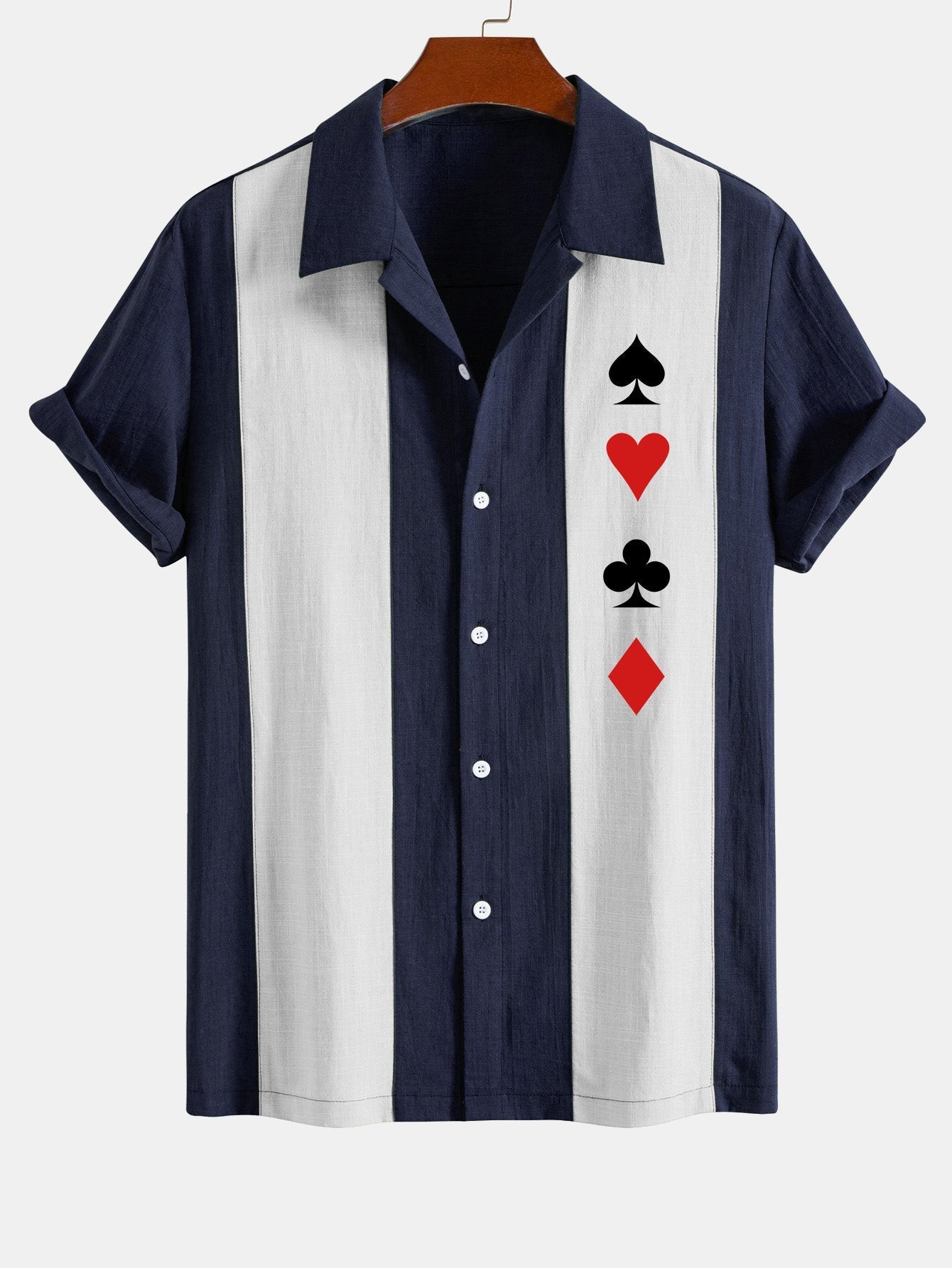 Astin® | Chemise de bowling patchwork aspect lin imprimé poker