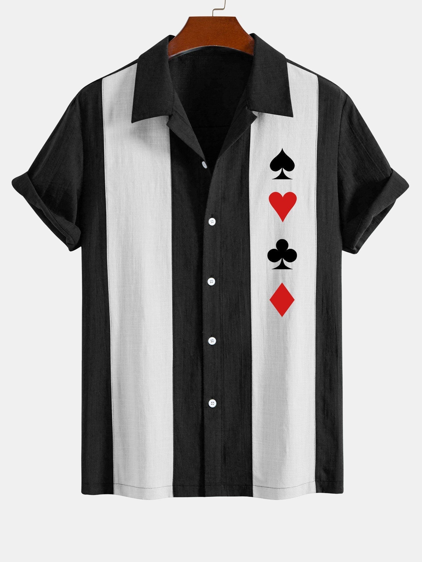 Astin® | Chemise de bowling patchwork aspect lin imprimé poker