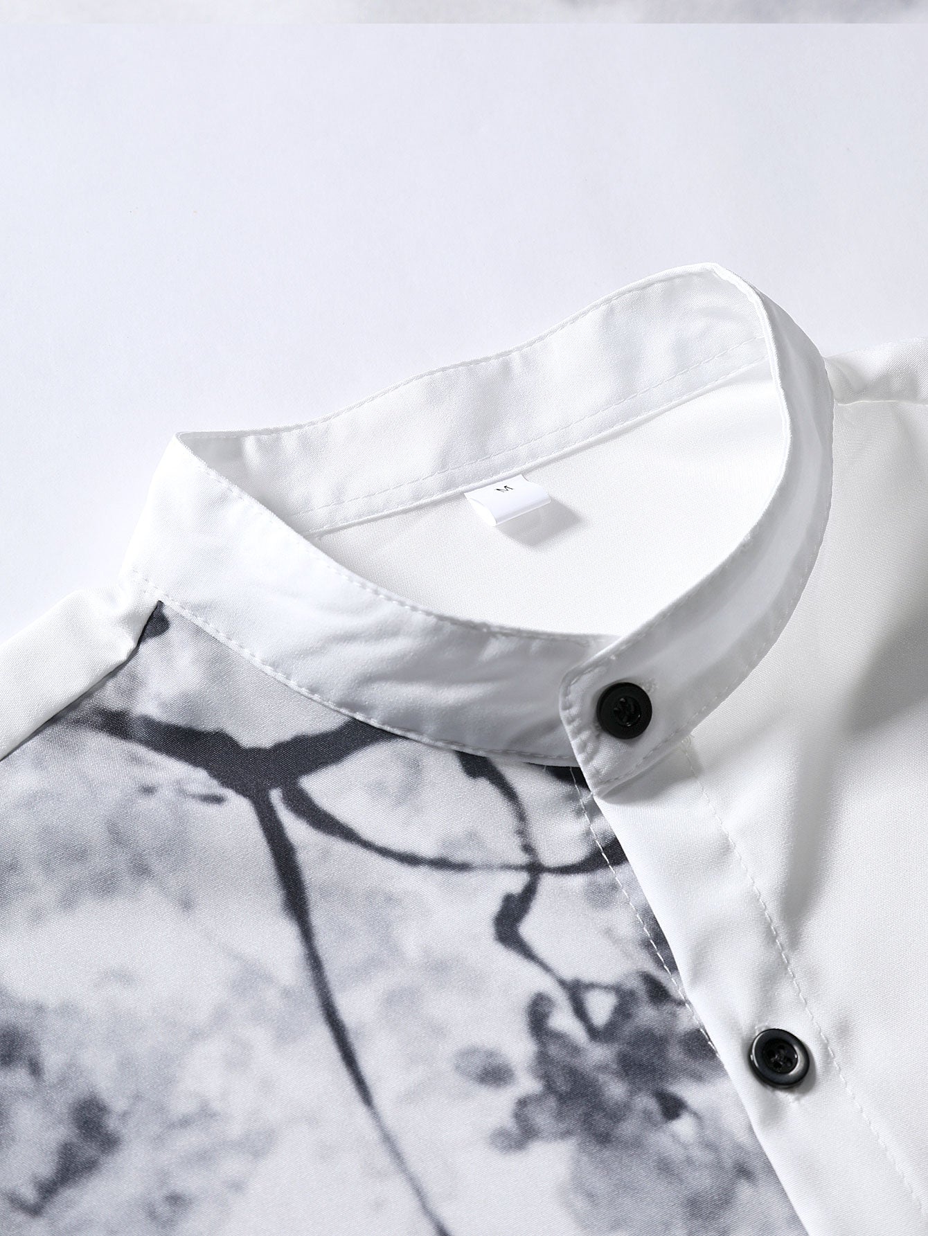 Auban® | Chemise à col montant avec impression de peinture à l'encre orientale traditionnelle