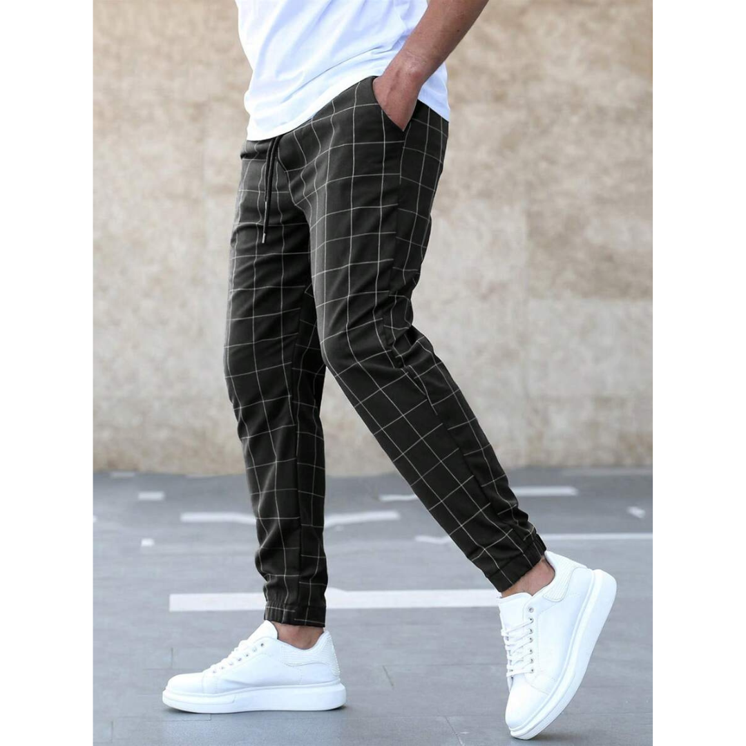 Enzo® | Pantalon de jogging à motif quadrillé pour hommes