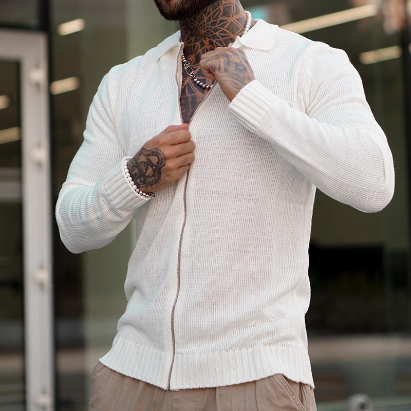 Josias® | Pull tricoté décontracté à manches longues et zippé pour hommes