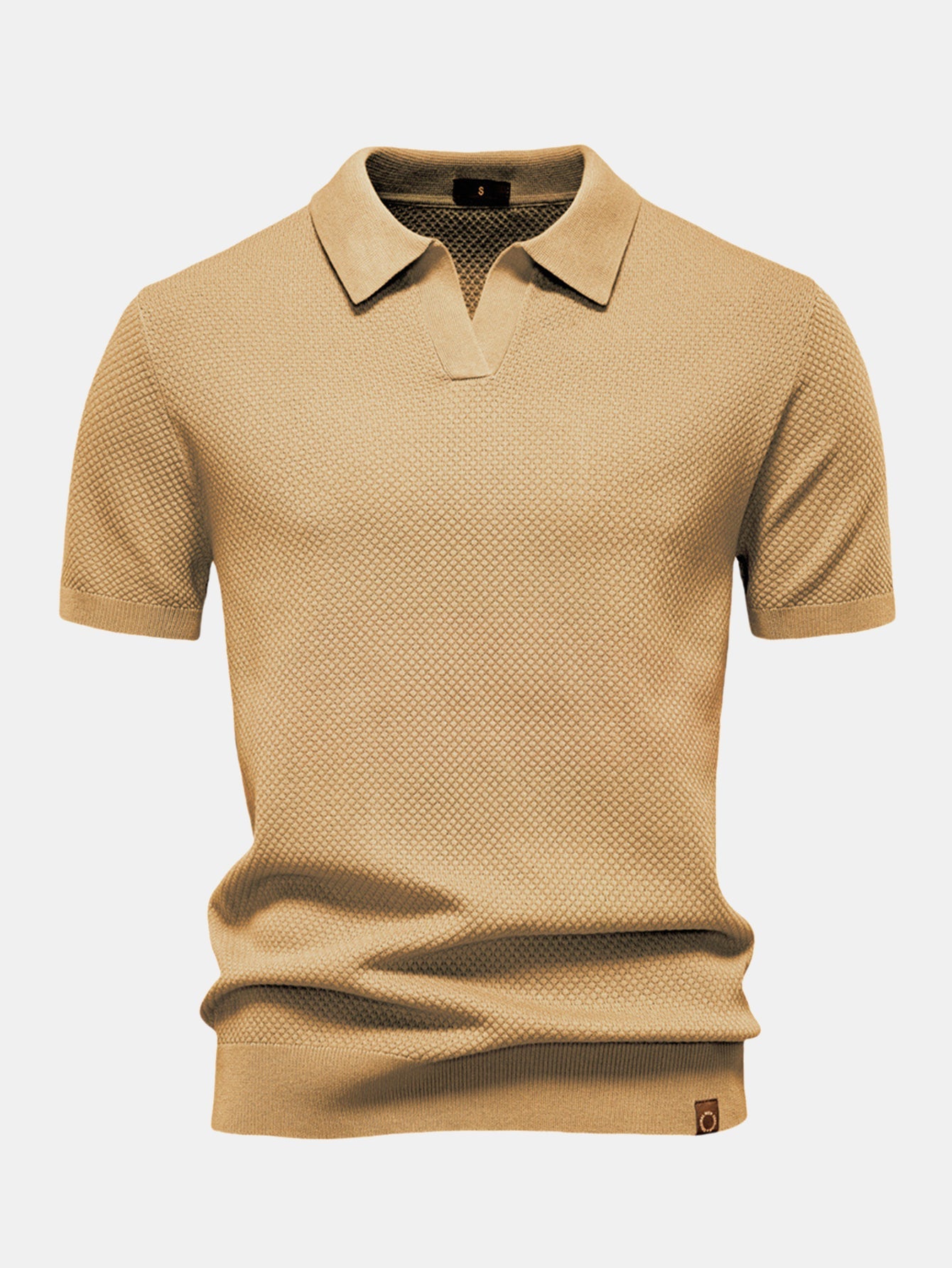 Elton® | Polo col V en tricot texturé ananas