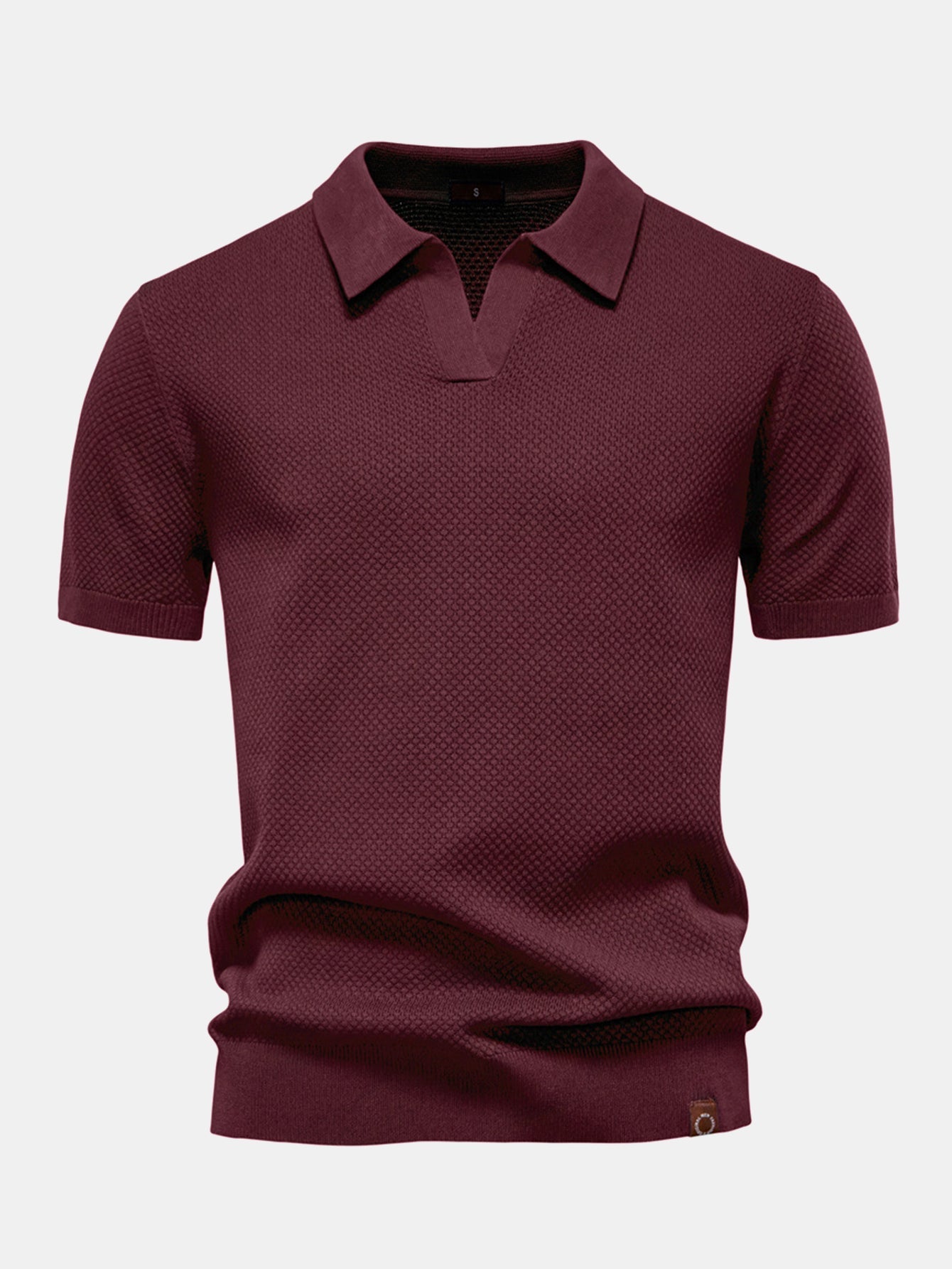 Elton® | Polo col V en tricot texturé ananas