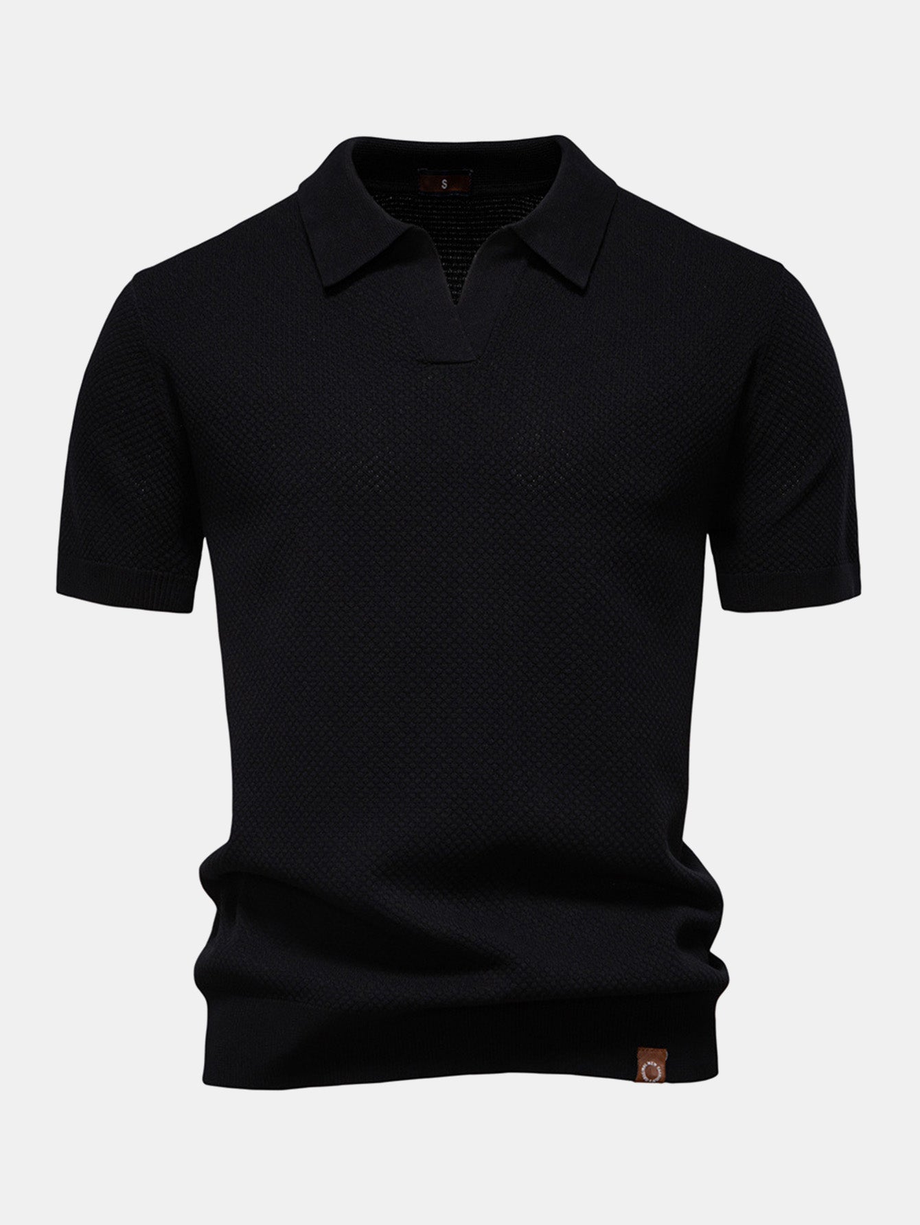 Elton® | Polo col V en tricot texturé ananas