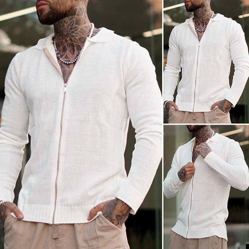 Josias® | Pull tricoté décontracté à manches longues et zippé pour hommes