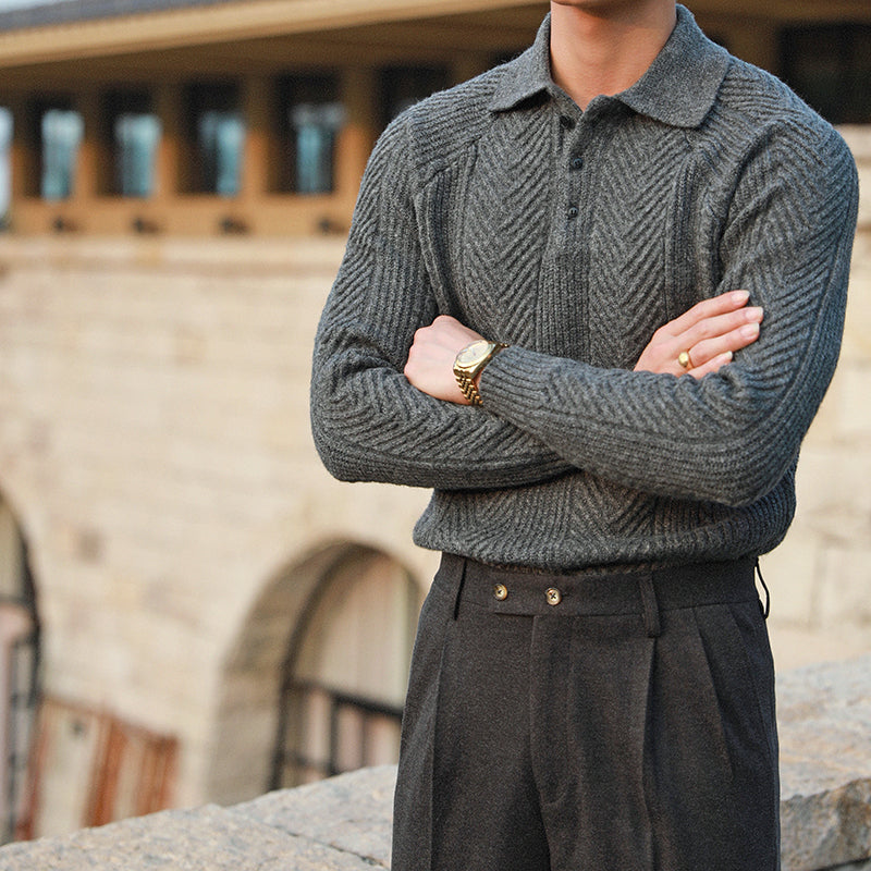 Acelin® | Pull décontracté à revers pour hommes, automne et hiver