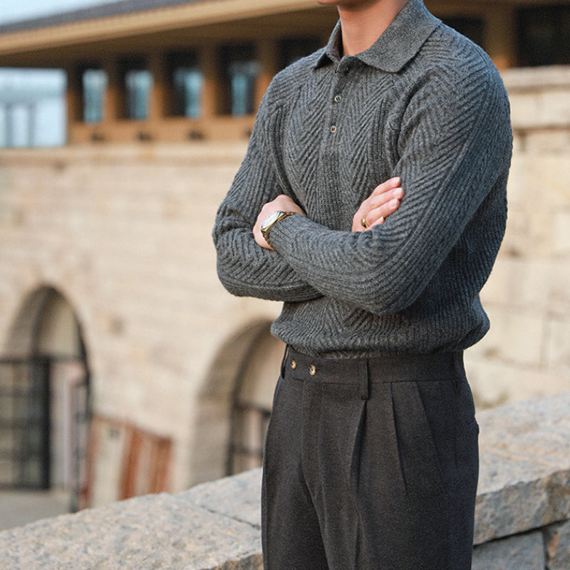 Acelin® | Pull décontracté à revers pour hommes, automne et hiver