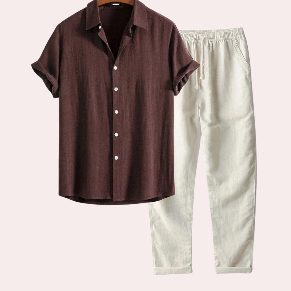 Boniface® | Ensemble chemise d'été pour hommes avec pantalon en lin