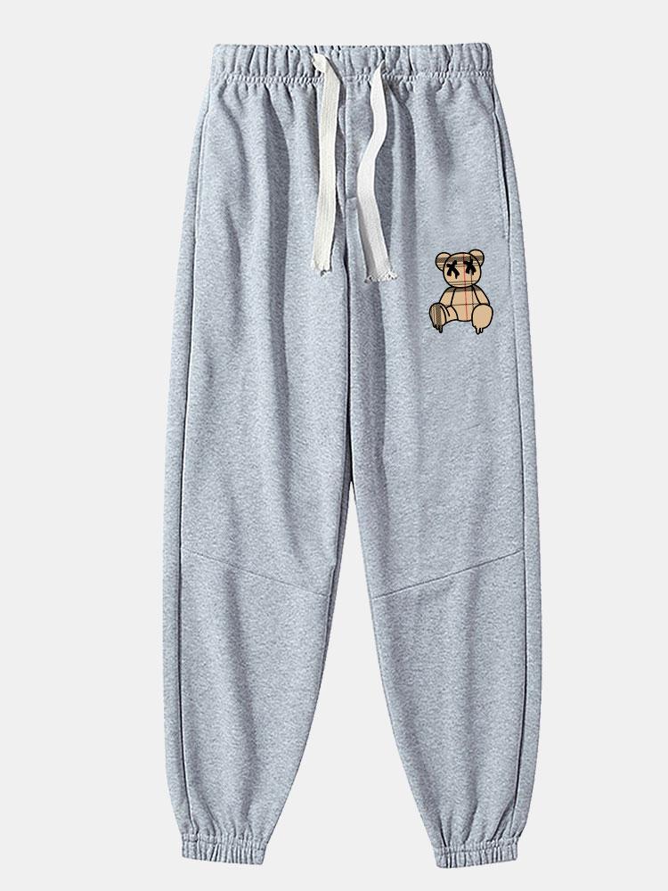 Baldovino® | Pantalon de jogging en coton mélangé à imprimé ours dissolvant à motif écossais