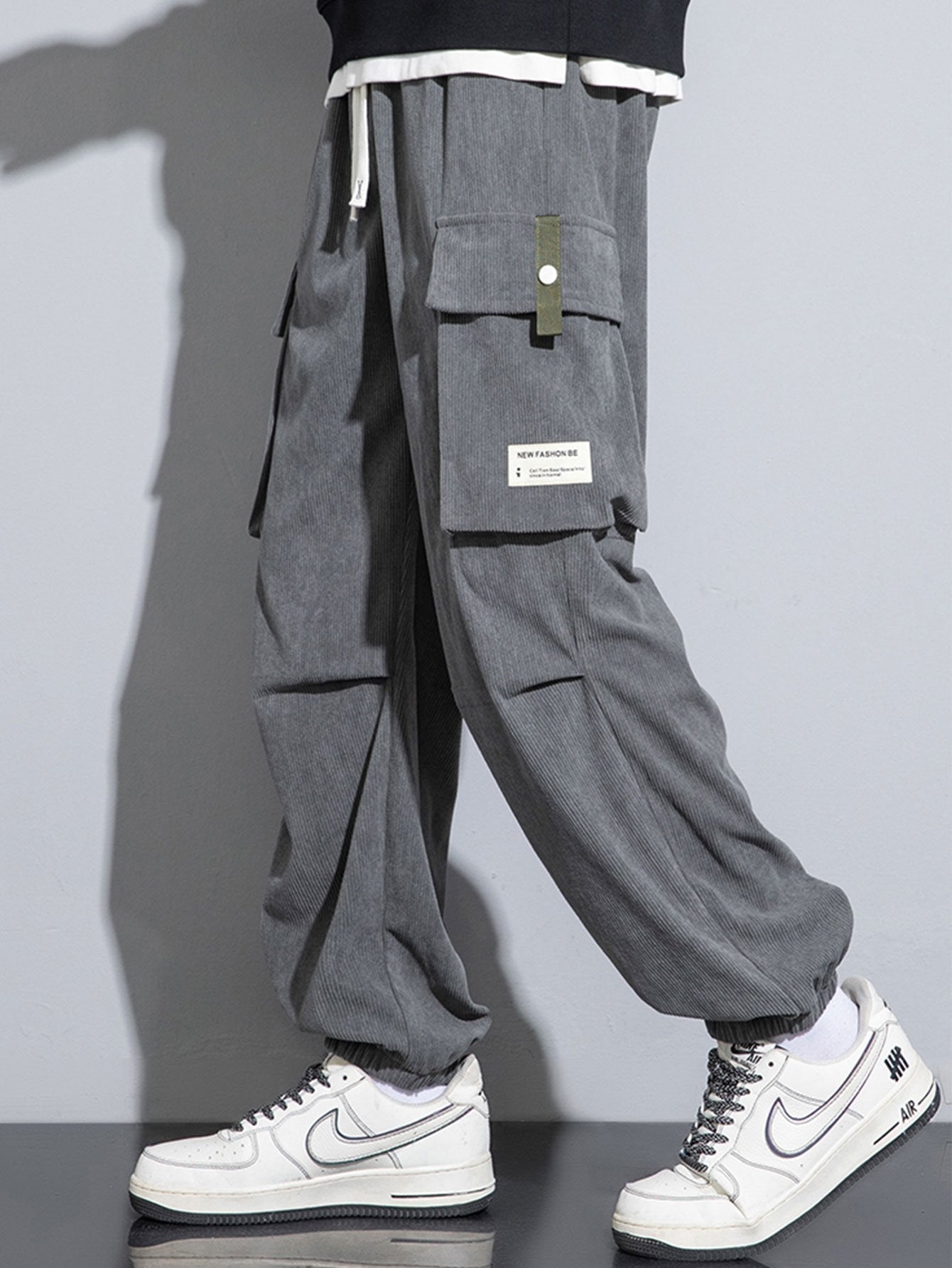 Baastien® | Pantalon de jogging cargo en velours côtelé