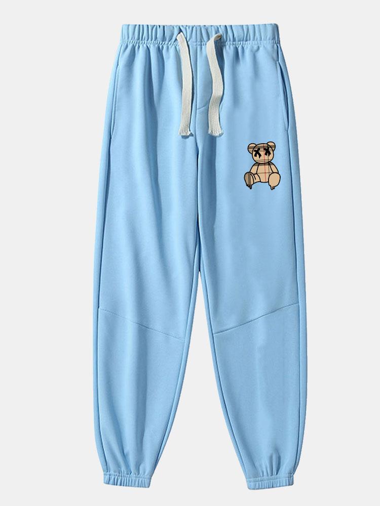 Baldovino® | Pantalon de jogging en coton mélangé à imprimé ours dissolvant à motif écossais