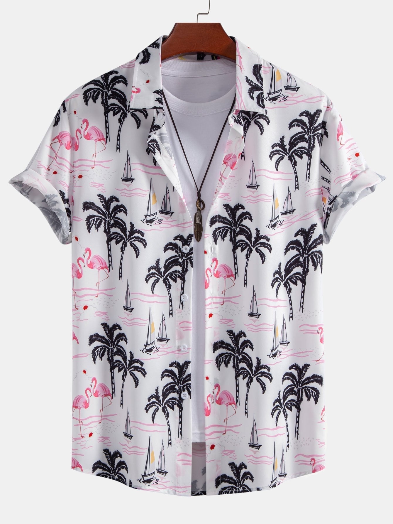 Atwater® | Chemise boutonnée à imprimé palmier et flamant rose
