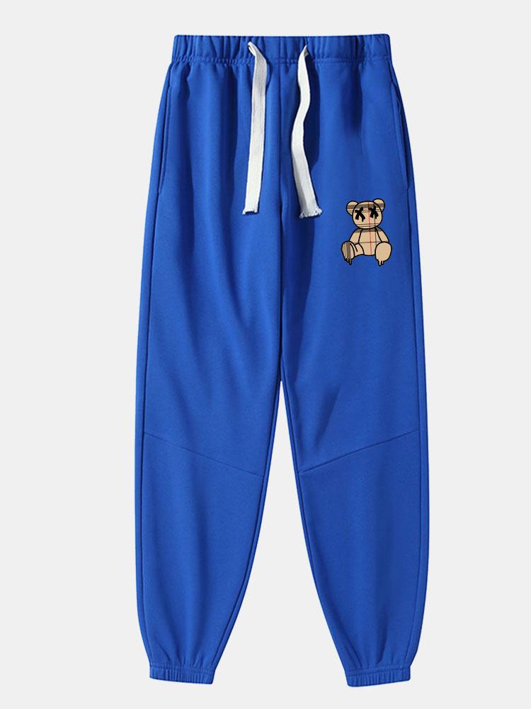 Baldovino® | Pantalon de jogging en coton mélangé à imprimé ours dissolvant à motif écossais