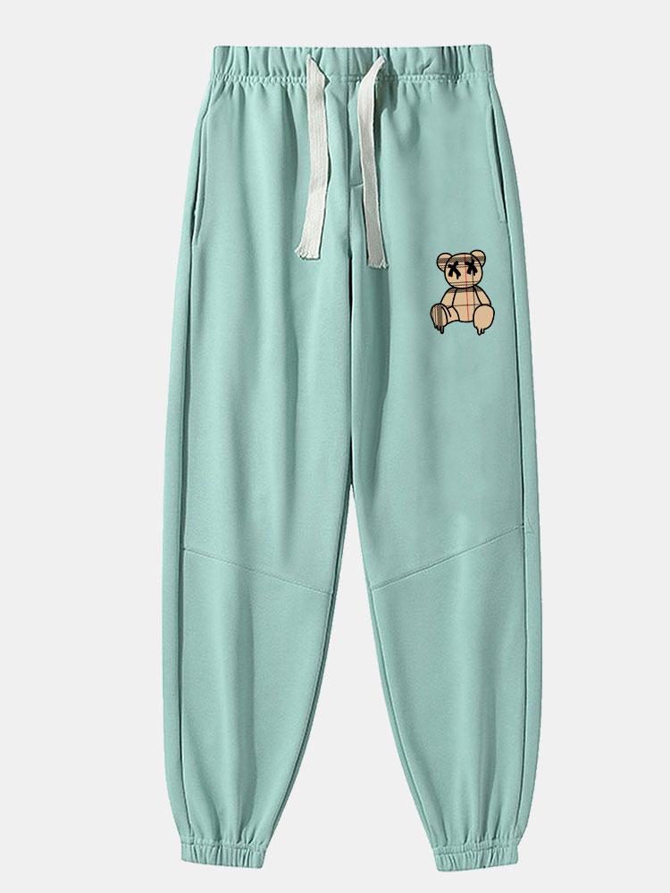 Baldovino® | Pantalon de jogging en coton mélangé à imprimé ours dissolvant à motif écossais