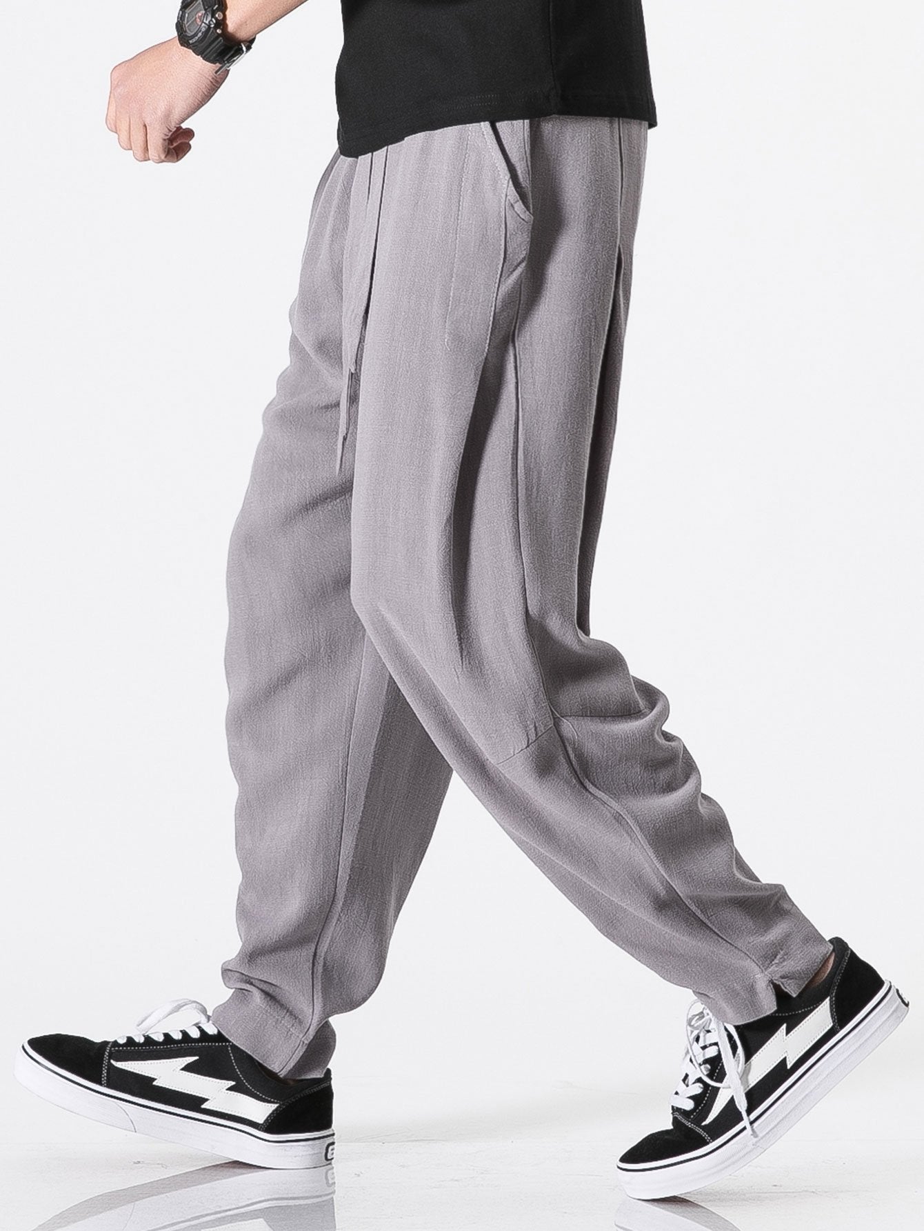 Barde® | Pantalon sarouel en lin et coton mélangés coupe décontractée avec ceinture amovible