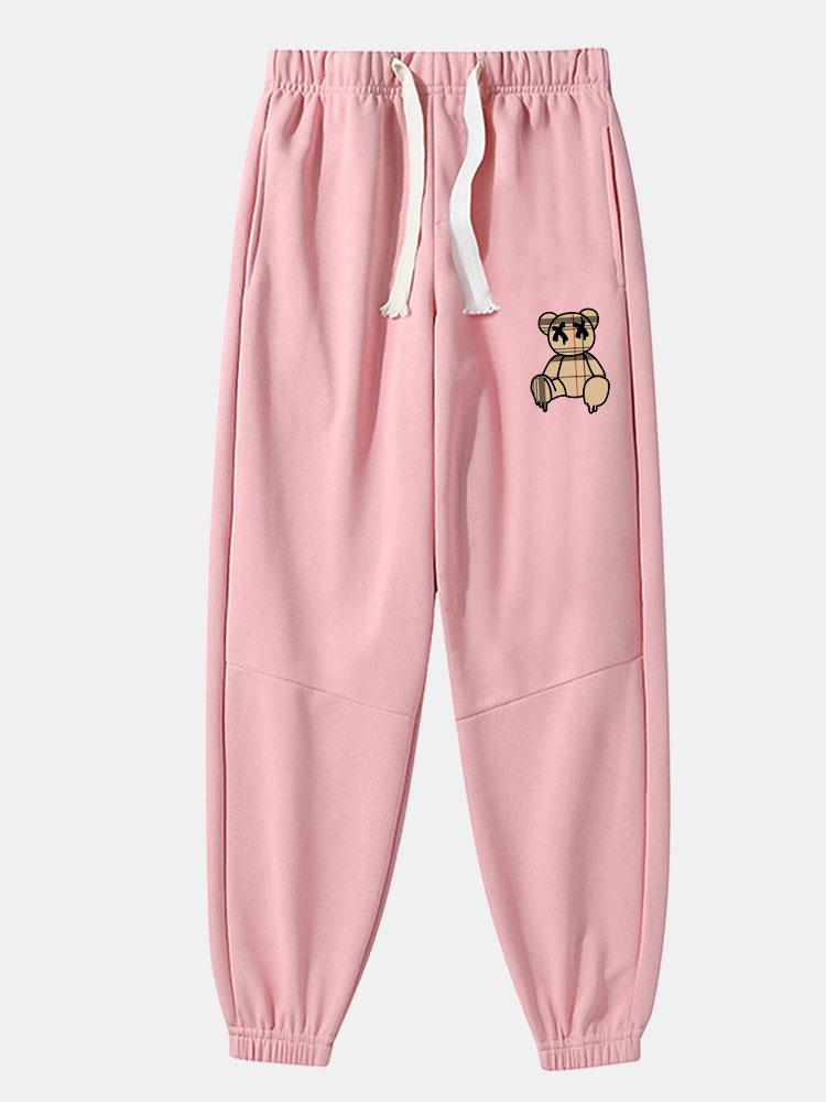 Baldovino® | Pantalon de jogging en coton mélangé à imprimé ours dissolvant à motif écossais