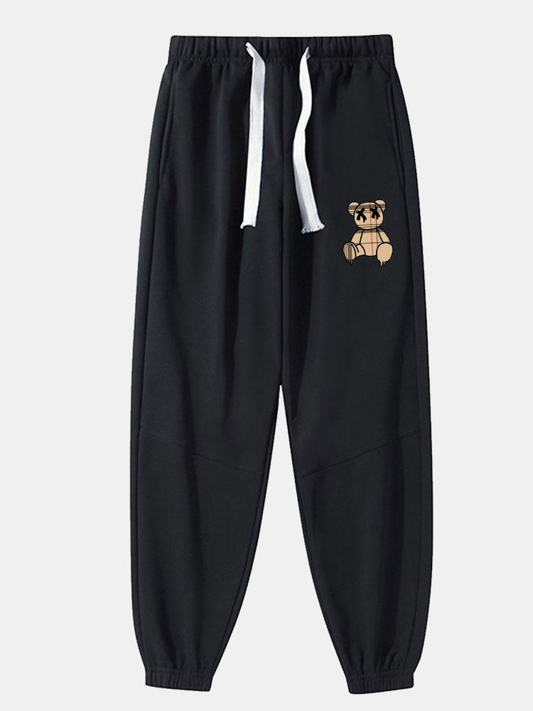Baldovino® | Pantalon de jogging en coton mélangé à imprimé ours dissolvant à motif écossais