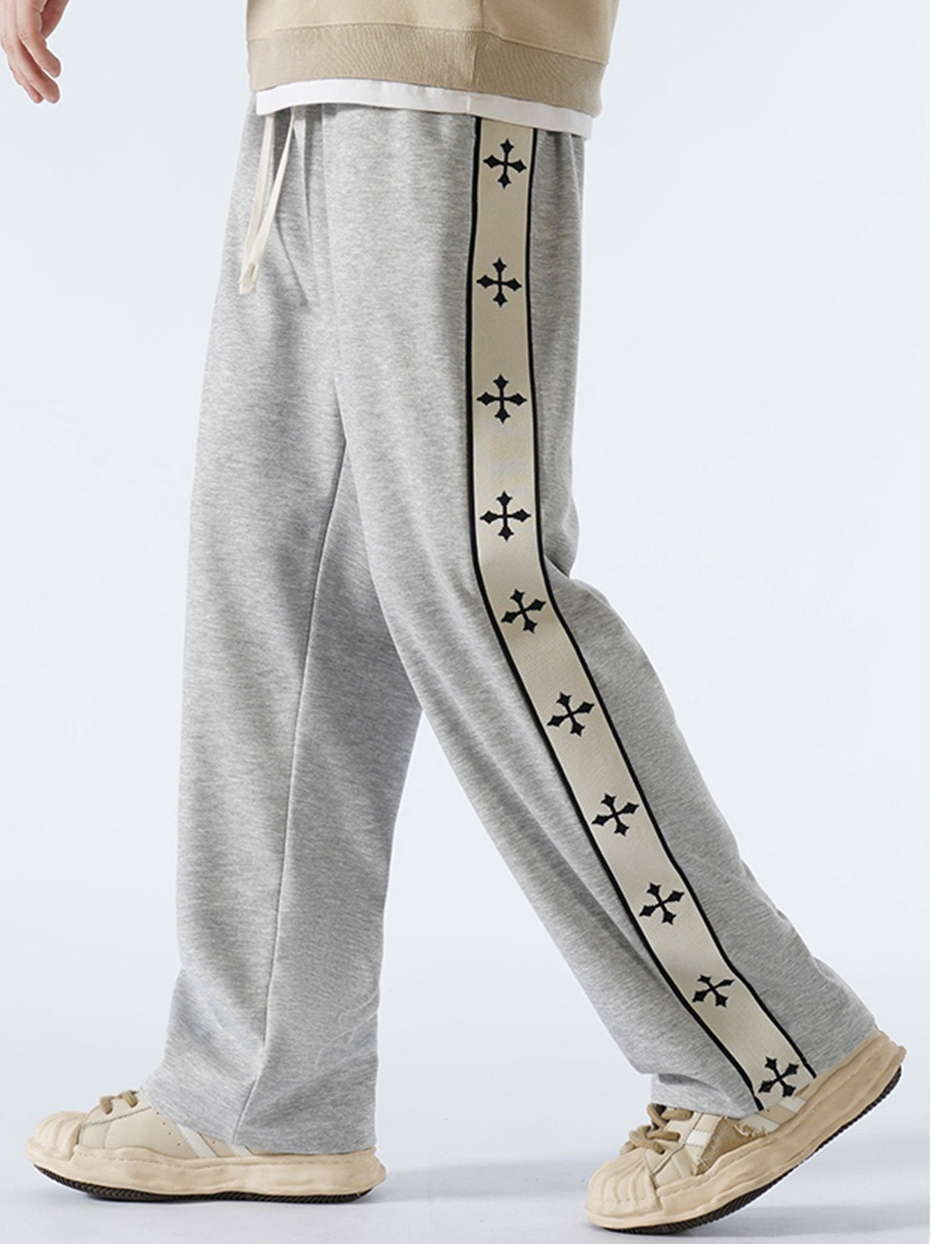 Bach® | Pantalon droit à rayures croisées sur les côtés, coupe décontractée