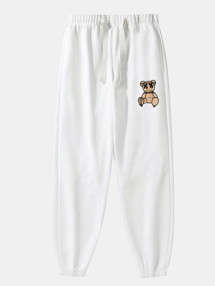 Baldovino® | Pantalon de jogging en coton mélangé à imprimé ours dissolvant à motif écossais