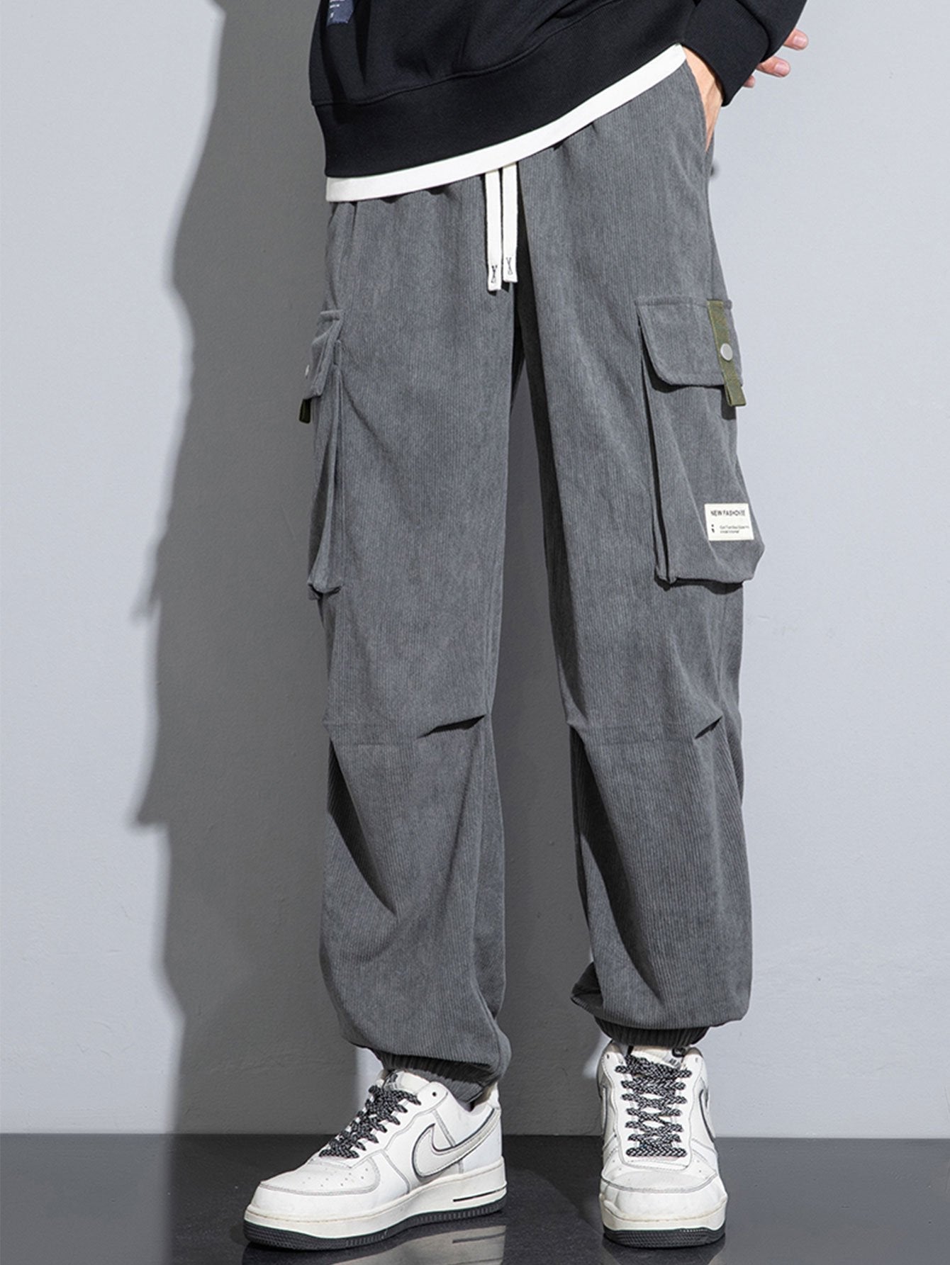 Baastien® | Pantalon de jogging cargo en velours côtelé