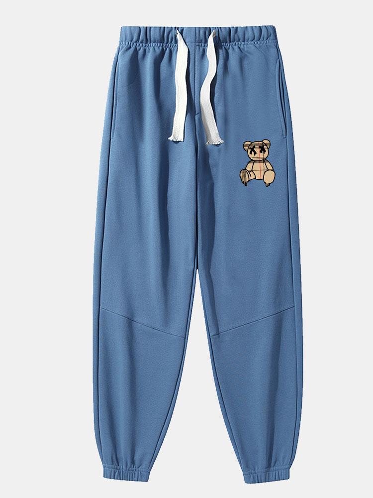 Baldovino® | Pantalon de jogging en coton mélangé à imprimé ours dissolvant à motif écossais