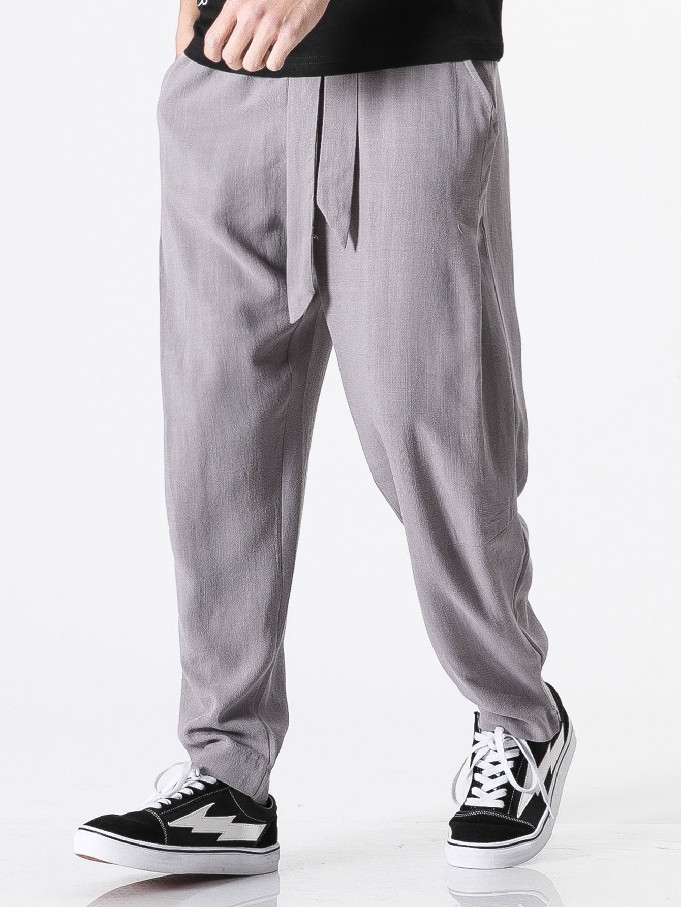 Barde® | Pantalon sarouel en lin et coton mélangés coupe décontractée avec ceinture amovible