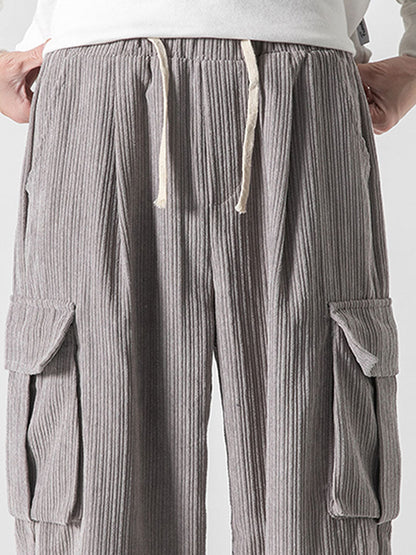 Bareed® | Pantalon cargo en velours côtelé coupe décontractée avec ourlet à cordon de serrage