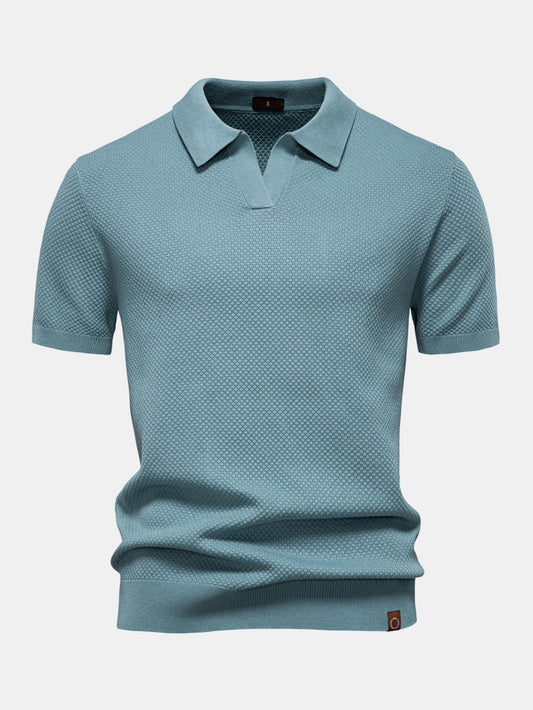Elton® | Polo col V en tricot texturé ananas