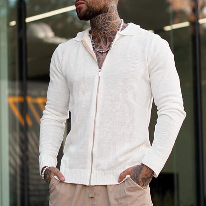 Josias® | Pull tricoté décontracté à manches longues et zippé pour hommes