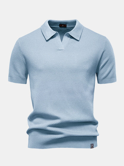 Elton® | Polo col V en tricot texturé ananas