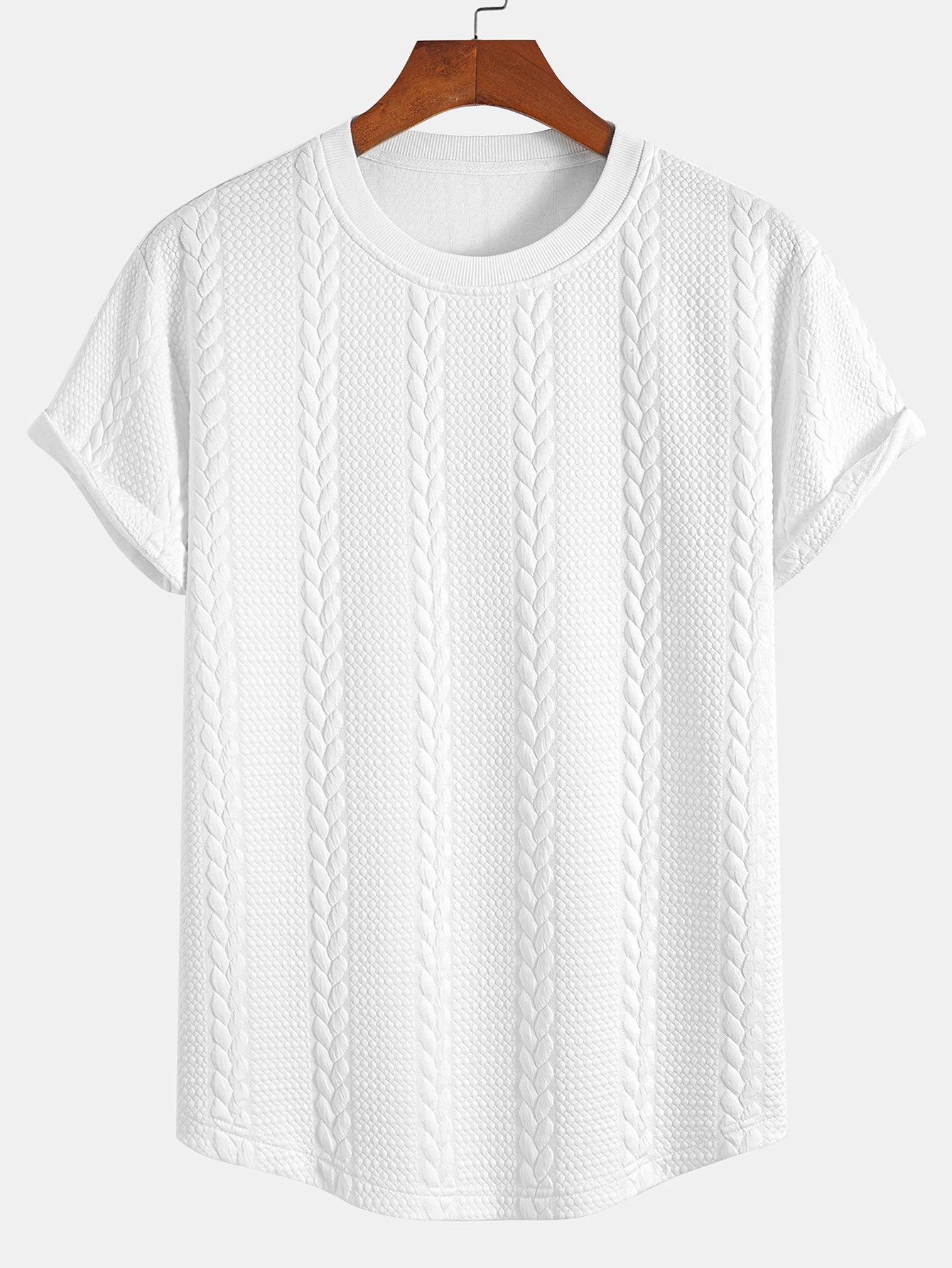 Aaron® | T-shirt à ourlet arqué en jacquard torsadé et short en jacquard torsadé