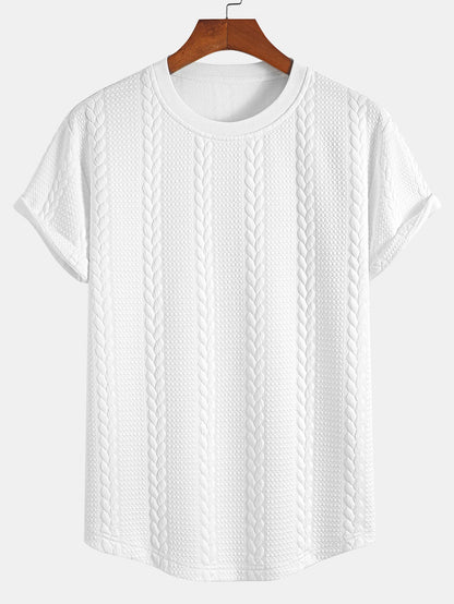 Aaron® | T-shirt à ourlet arqué en jacquard torsadé et short en jacquard torsadé