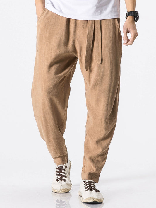 Barde® | Pantalon sarouel en lin et coton mélangés coupe décontractée avec ceinture amovible