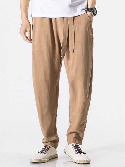 Barde® | Pantalon sarouel en lin et coton mélangés coupe décontractée avec ceinture amovible