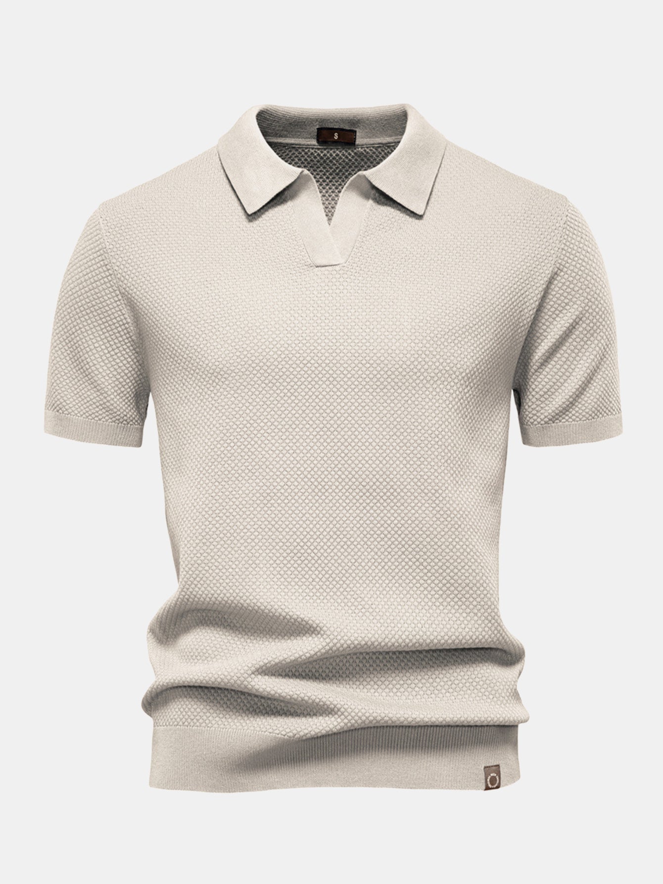 Elton® | Polo col V en tricot texturé ananas