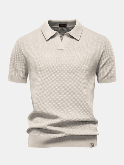 Elton® | Polo col V en tricot texturé ananas
