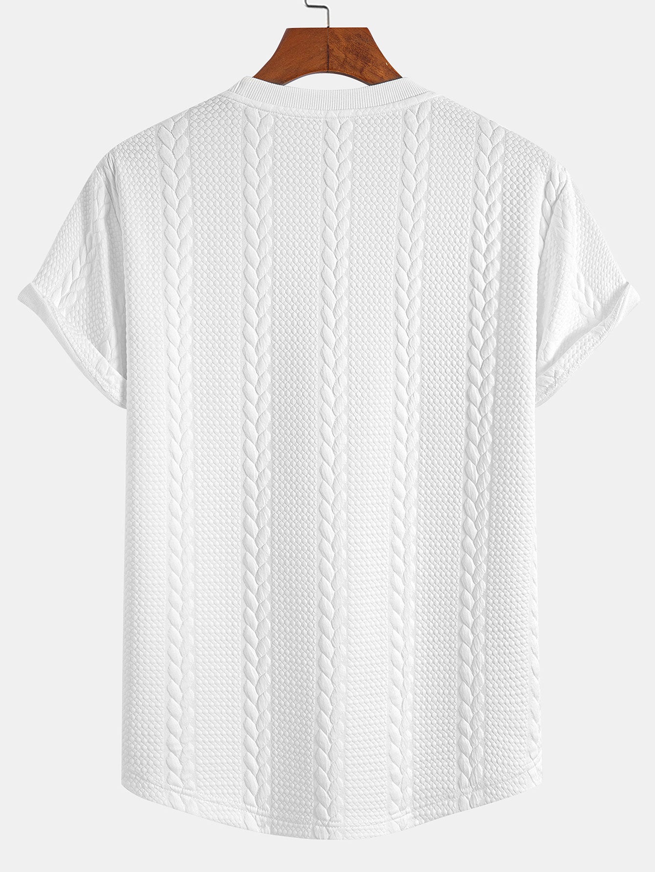 Aaron® | T-shirt à ourlet arqué en jacquard torsadé et short en jacquard torsadé
