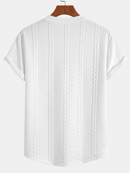 Aaron® | T-shirt à ourlet arqué en jacquard torsadé et short en jacquard torsadé