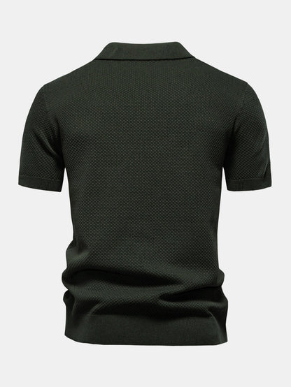 Elton® | Polo col V en tricot texturé ananas