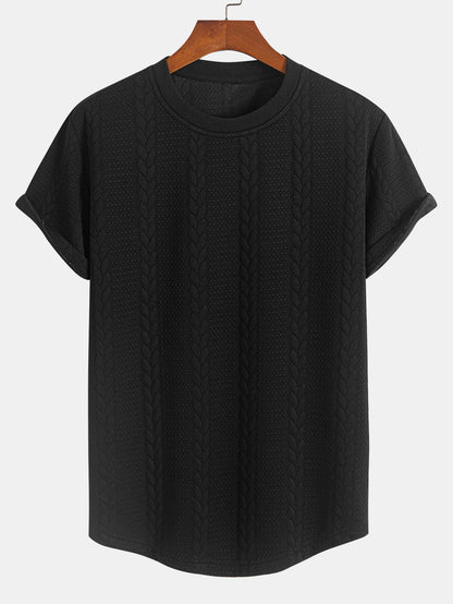 Aaron® | T-shirt à ourlet arqué en jacquard torsadé et short en jacquard torsadé