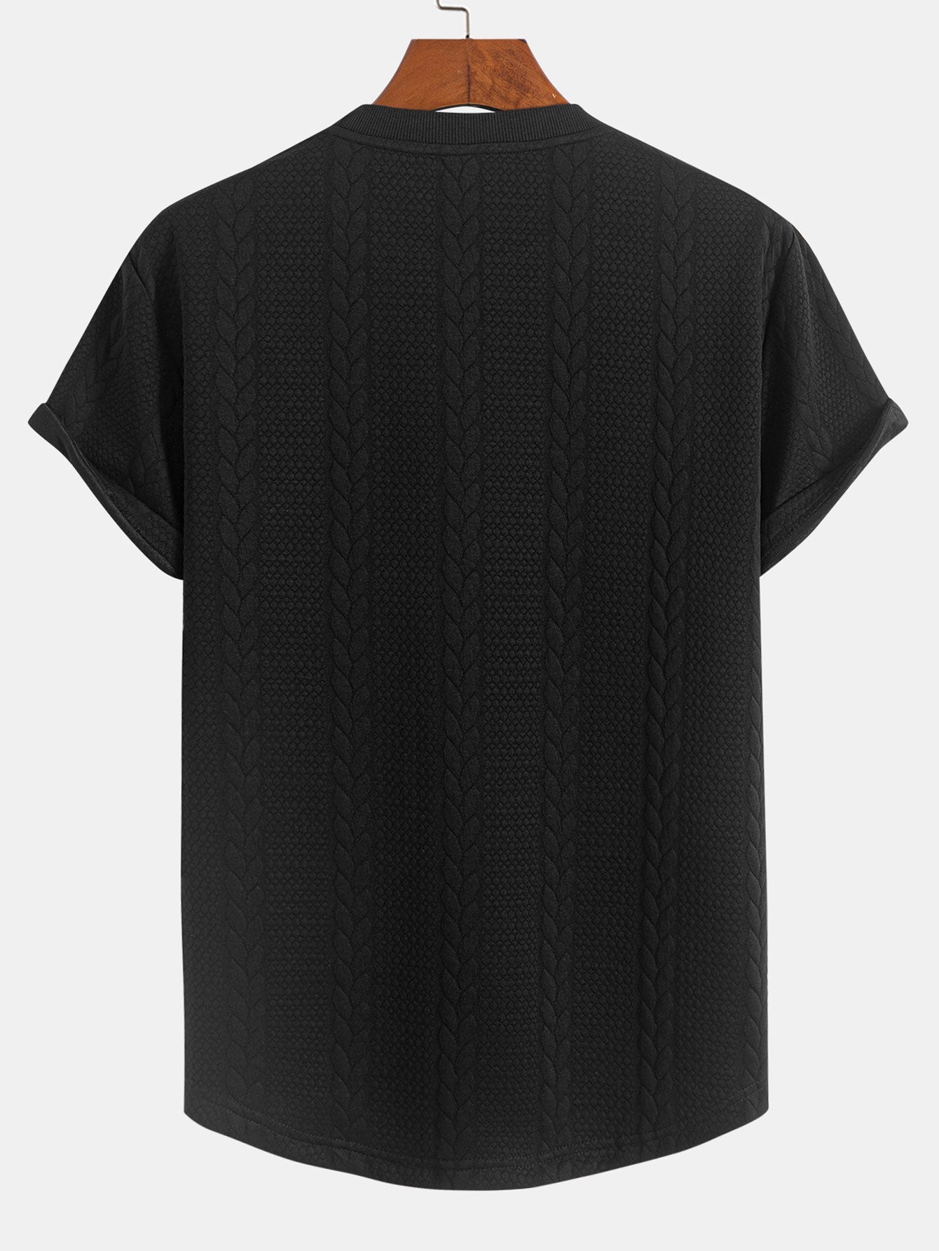 Aaron® | T-shirt à ourlet arqué en jacquard torsadé et short en jacquard torsadé