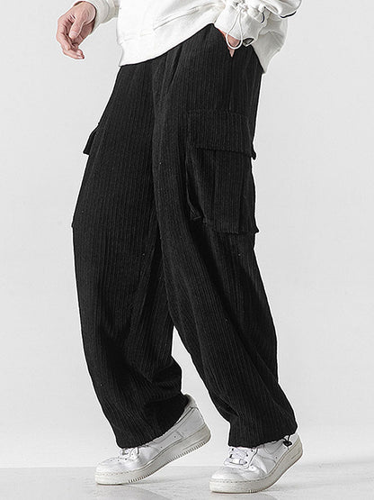 Bareed® | Pantalon cargo en velours côtelé coupe décontractée avec ourlet à cordon de serrage