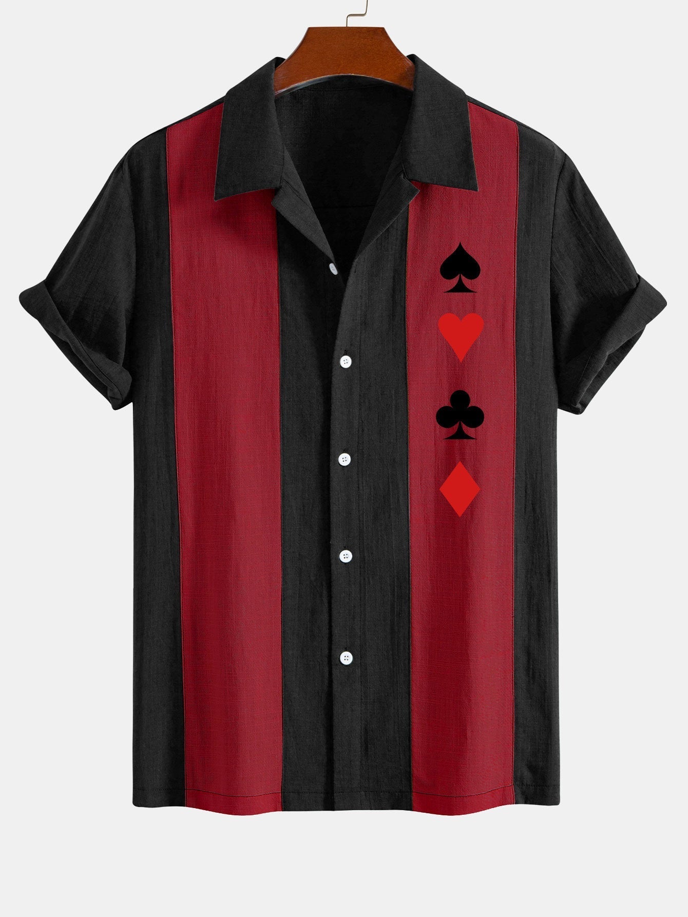 Astin® | Chemise de bowling patchwork aspect lin imprimé poker