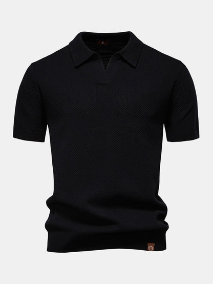 Elton® | Polo col V en tricot texturé ananas