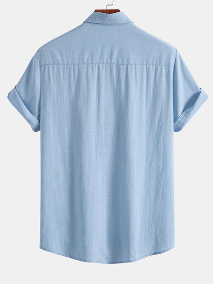 Ivan® | Chemise boutonnée contrastante en lin imprimé Tiki Tribe Hawaii